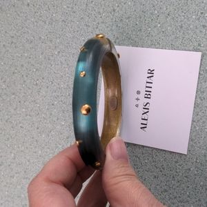 Alexis Bittar Aqua Green/Gold Lucite Bangle